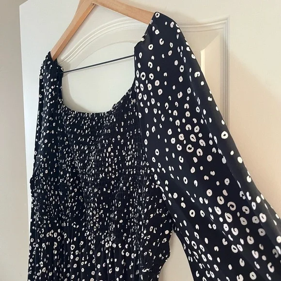 White Birch Black with Small white Dot Pattern Stretch midi length Size 3X - Picture 10 of 16